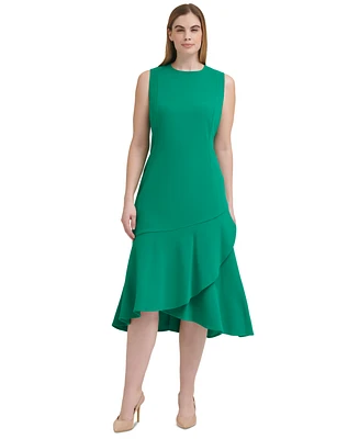 Calvin Klein Women's Flounce-Hem Sleeveless Midi Dress