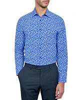 Men's Recycled Slim Fit Floral Performance Stretch Cooling Comfort Dress Shirt