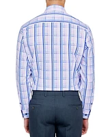 Men's Recycled Slim Fit Plaid Performance Stretch Cooling Comfort Dress Shirt