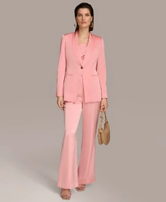 Donna Karan Womens Satin One Button Jacket Pant