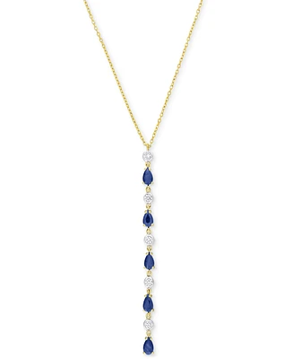 Sapphire (1-1/4 ct. t.w.) & Diamond (1/4 ct. t.w.) Lariat Necklace in 14k Gold, 16-1/2" + 1" extender