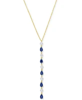 Sapphire (1-1/4 ct. t.w.) & Diamond (1/4 ct. t.w.) Lariat Necklace in 14k Gold, 16-1/2" + 1" extender