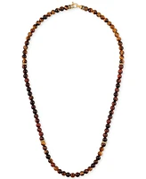 Esquire Men's Jewelry Red Tiger Eye Statement Necklace in 18k Gold-Plated Sterling Silver, Created by Macy's