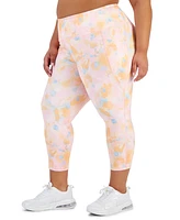 Id Ideology Women's Plus Dreamy Bubble-Print Cropped Compression Leggings, Created for Macy's