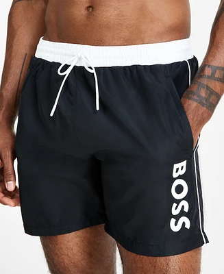 Boss by Hugo Men's Logo 6" Swim Trunks, Created for Macy's