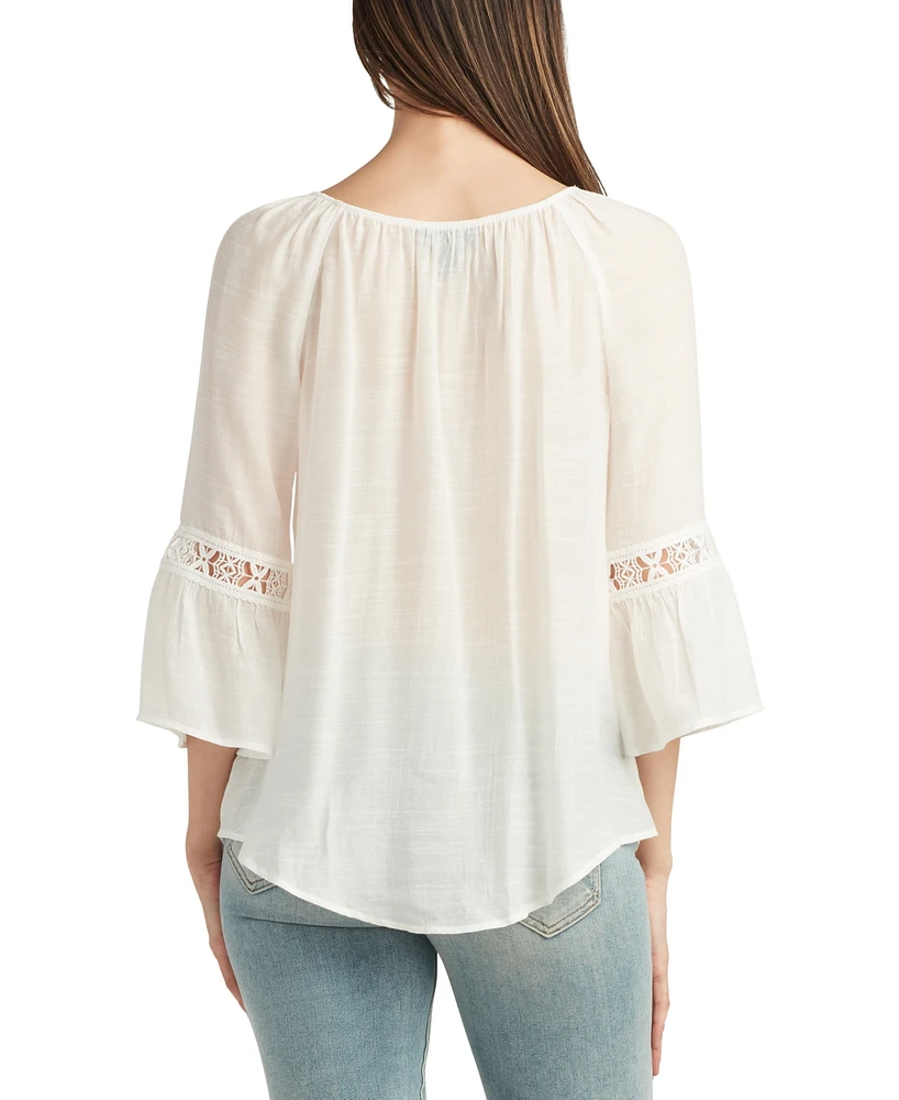 Bcx Juniors' Lace-Trim Peasant Top