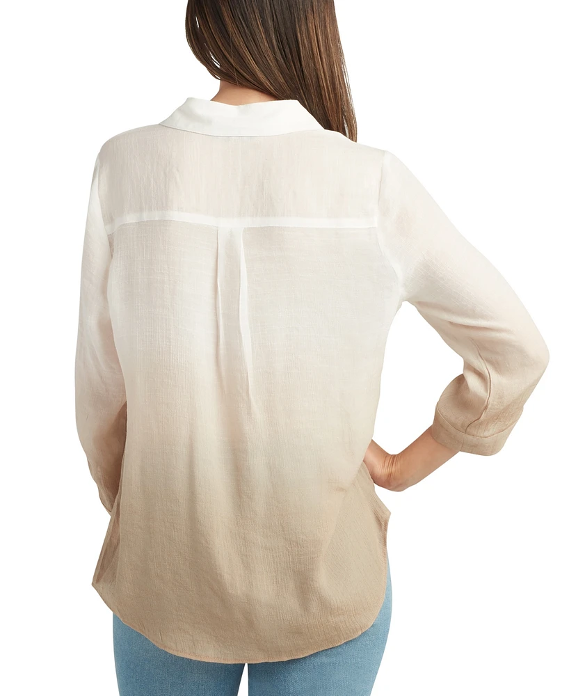 Bcx Juniors' Ombre Collared Button-Front Blouse