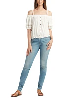 Bcx Juniors' Cold-Shoulder 3/4-Sleeve Pull-On Top