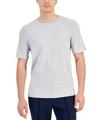 Alfani Men's Tonal Wave Jacquard T-Shirt, Created for Macy's