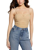 Guess Women's Alivia Ruched Mesh Bodysuit