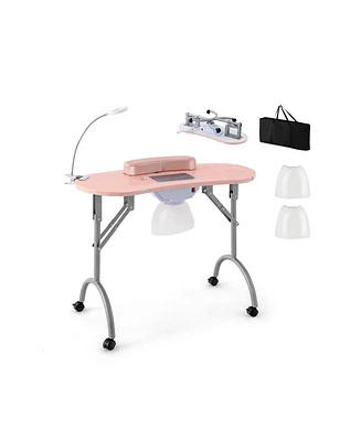 Manicure Nail Table With Bendable Usb - Plug Led Table Lamp - Pink