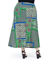 24seven Comfort Apparel Plus Elastic Waist Maxi Skirt