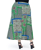 24seven Comfort Apparel Plus Size Elastic Waist Comfort Maxi Skirt