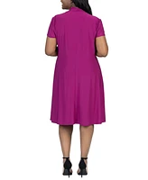 24seven Comfort Apparel Plus Short Sleeve Rouched Wrap Dress