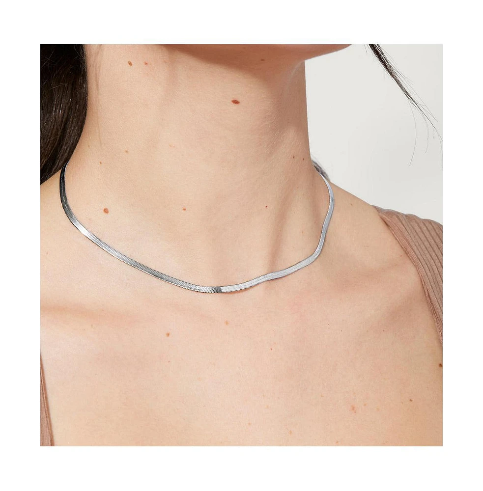 Ana Luisa Herringbone Chain Necklace - Ina Silver