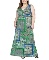 24seven Comfort Apparel Plus Size V Neck Sleeveless Maxi Dress