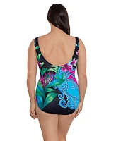 Women's Longitude Panel Scoopneck Tank One-Piece Swimsuit