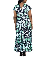 24seven Comfort Apparel Plus Size Oversized Cap Sleeve Maxi Dress