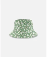 Baby Girl Muslin Bucket Hat Green Jasmine Flower Print - Infant