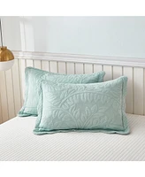 MarCielo 100% Cotton Embroidered Quilted Pillow Shams -Standard