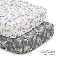 The Peanutshell Safari Serenity Cotton Crib Bedding Set for Baby Boys and Baby Girls, 4 Pieces