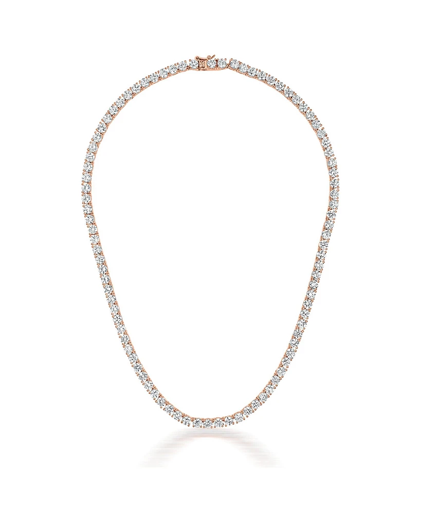 Genevive Sterling Silver Clear Cubic Zirconia 4MM Tennis Necklace