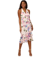 Adrianna Papell Women's Printed High-Low Ruffle Dress