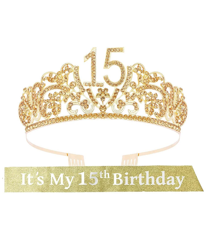 VeryMerryMakering 15th Birthday Sash and Tiara for Girls