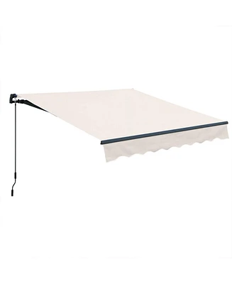 Aoodor 10' x 8' 5' Retractable Window Awning Sunshade Shelter, Polyester Fabric, with Brackets and Two Wall Bases, fit for Yard, Patio,