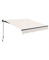 Aoodor 10' x 8' 5' Retractable Window Awning Sunshade Shelter, Polyester Fabric, with Brackets and Two Wall Bases, fit for Yard, Patio,