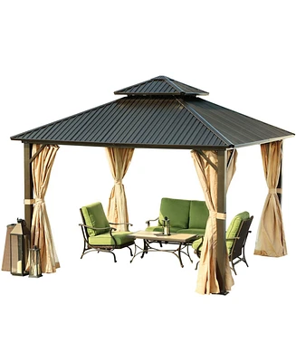 Aoodor 12'x 12' Aluminum Gazebo with Mosquito Netting and Curtain