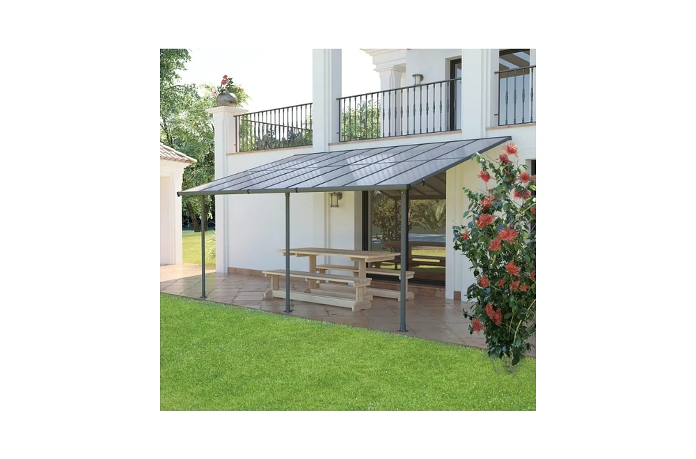 Aoodor 10'x16.5' Wall Mount Gazebo Outdoor 8.5 ft Pergola Polycarbonate Gazebo Panels Canopy.