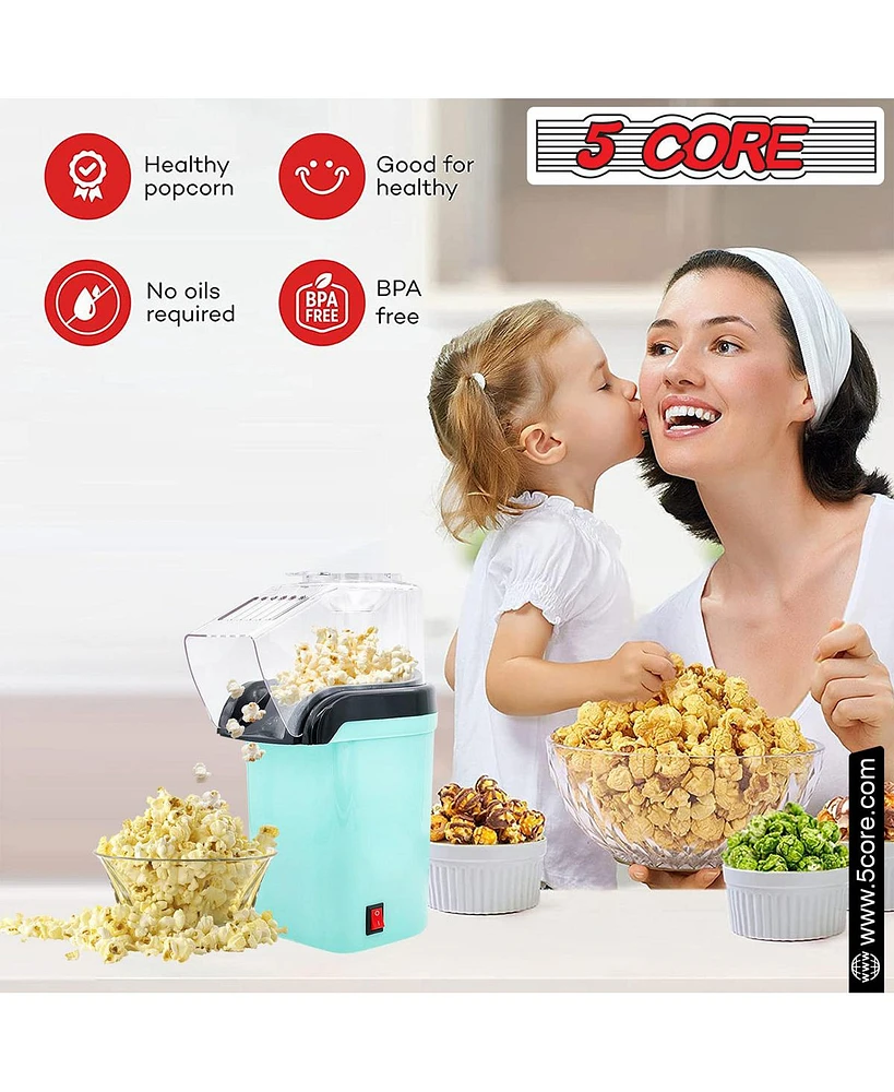 5 Core Popcorn Machine Capacity 16 Cups Hot Air Popcorn Popper Maker Compact Mini Pop Corn Machine