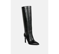 fewocious croc high heel calf boots