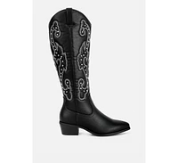 reyes patchwork studded cowboy boots