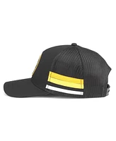 Men's American Needle Black Boston Bruins HotFoot Stripes Trucker Adjustable Hat