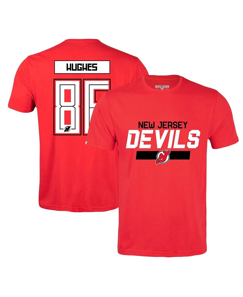 Men's LevelWear Jack Hughes Red New Jersey Devils Richmond Player Name and Number T-shirt