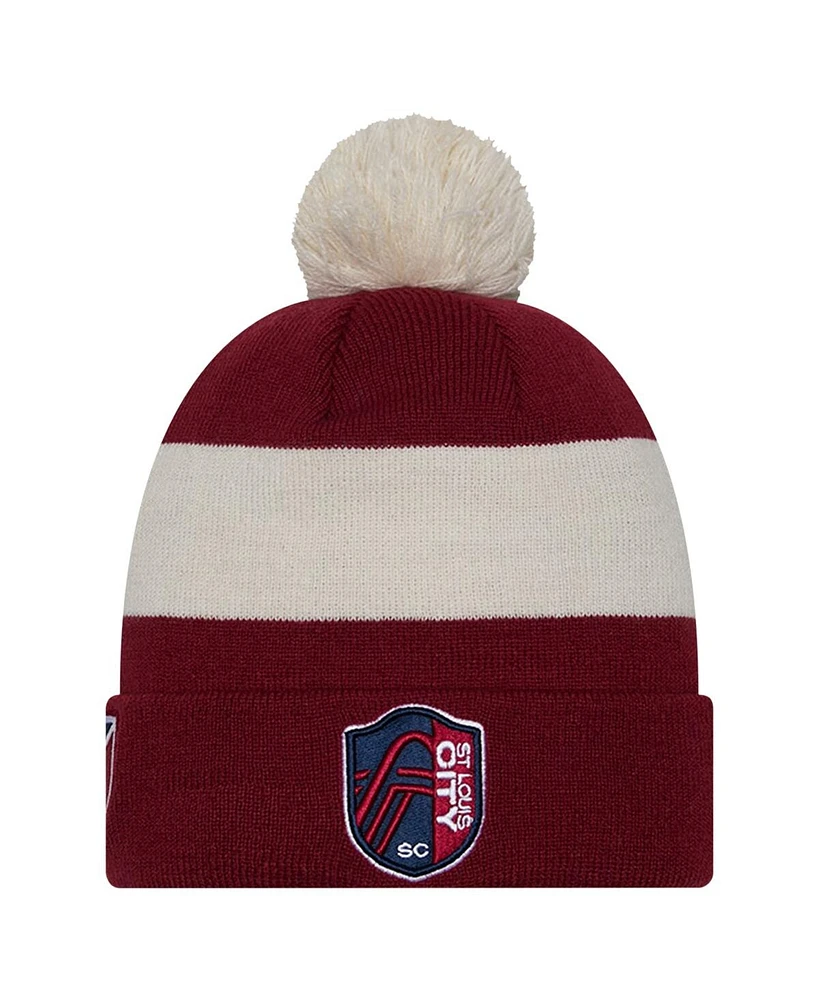 Men's New Era Red St. Louis City Sc 2024 Kick Off Collection Cuffed Knit Hat with Pom