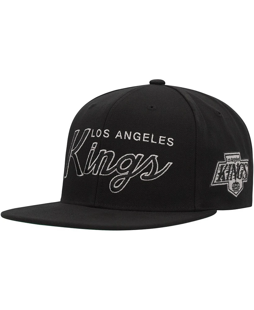 Men's Mitchell & Ness Black Los Angeles Kings Core Team Script 2.0 Snapback Hat