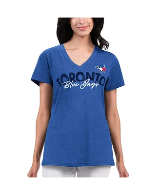 Women's G-iii 4Her by Carl Banks Royal Distressed Toronto Blue Jays Key Move V-Neck T-shirt