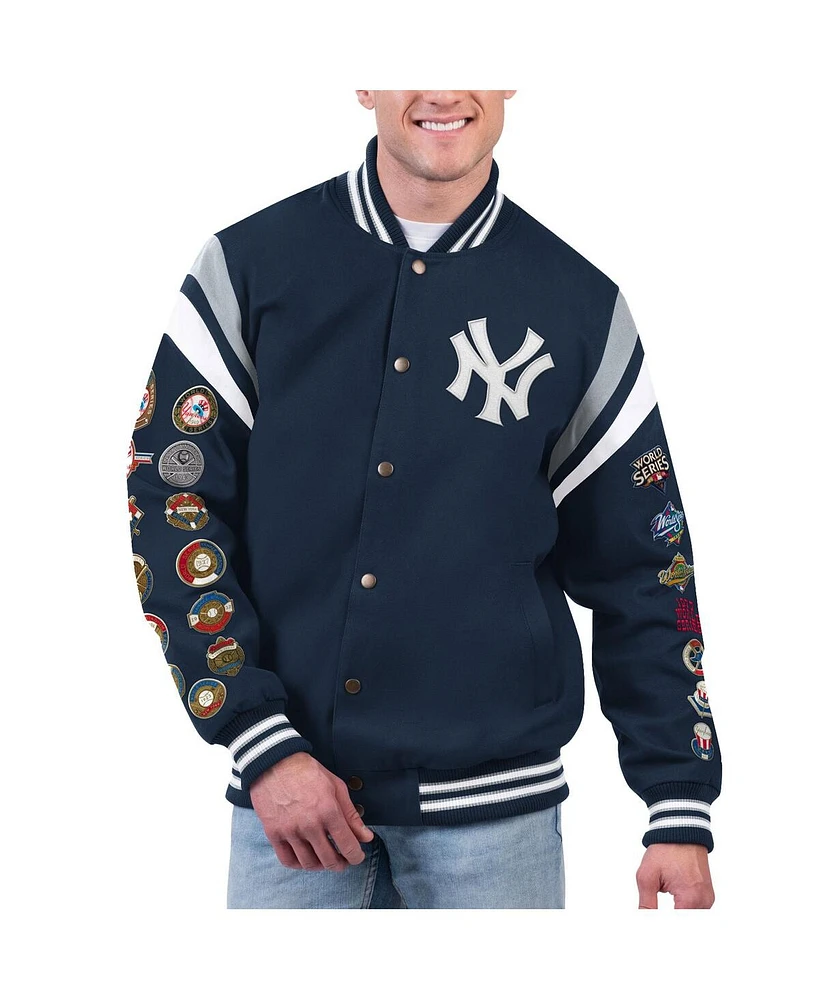 Men's G-iii Sports by Carl Banks Navy New York Yankees Quick Full-Snap Varsity Jacket