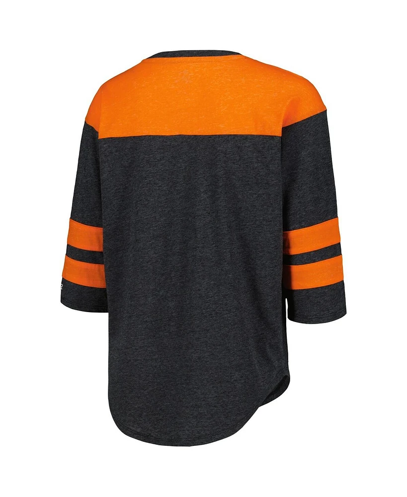 Women's Starter Black Cincinnati Bengals Fullback Tri-Blend Three-Quarter Sleeve T-shirt