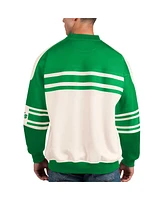 Men's Starter White Dallas Stars Defense Fleece Crewneck Pullover Sweatshirt
