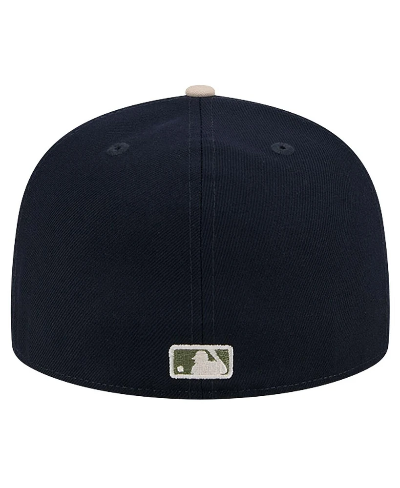 Men's New Era Navy Atlanta Braves Canvas A-Frame 59FIFTY Fitted Hat