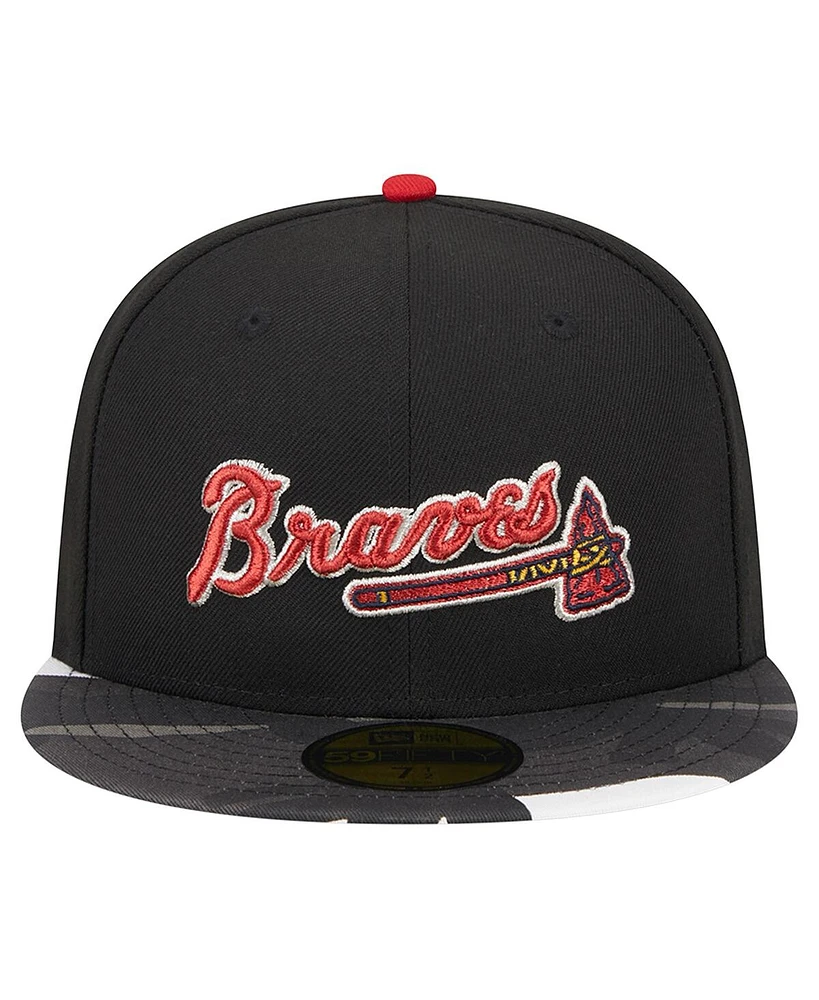 Men's New Era Black Atlanta Braves Metallic Camo 59FIFTY Fitted Hat