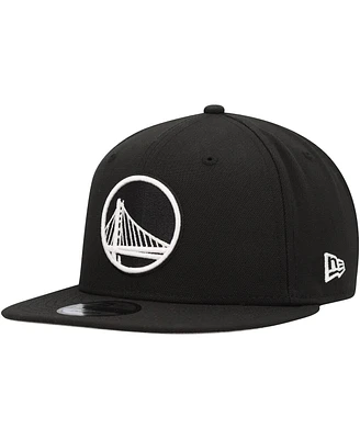 Men's New Era Black Golden State Warriors Chainstitch 9FIFTY Snapback Hat