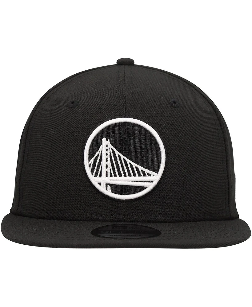 Men's New Era Black Golden State Warriors Chainstitch 9FIFTY Snapback Hat