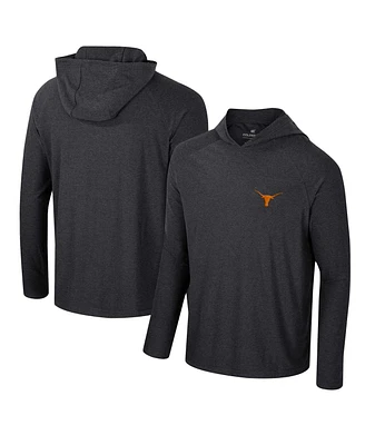 Men's Colosseum Black Texas Longhorns Cloud Jersey Raglan Long Sleeve Hoodie T-shirt