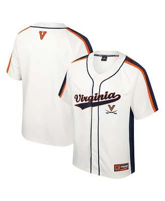 Men's Colosseum Cream Distressed Virginia Cavaliers Ruth Button-Up Baseball Jersey