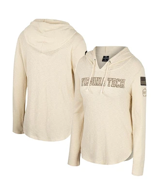 Women's Colosseum Cream Virginia Tech Hokies Oht Military-Inspired Appreciation Casey Raglan Long Sleeve Hoodie T-shirt
